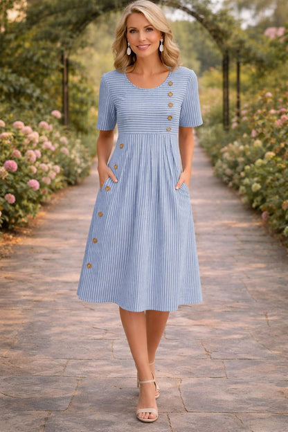 Wanda | Randig Midiklänning